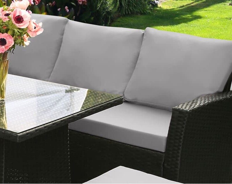 DEVOKO 6-Piece Patio Furniture Set - Black & Grey Outdoor Dining Conversation Set - Image 6