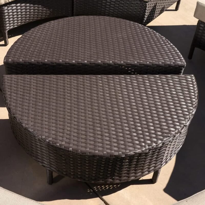 DEVOKO Oval 10PCS Patio Furniture Set (Dark Brown & Light Cream) - Image 3
