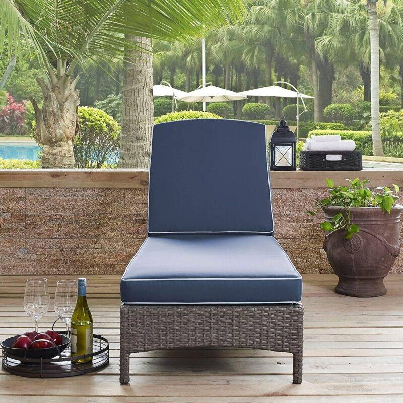 DEVOKO Outdoor Double Chaise (Dark Brown/Navy Blue) - Image 6