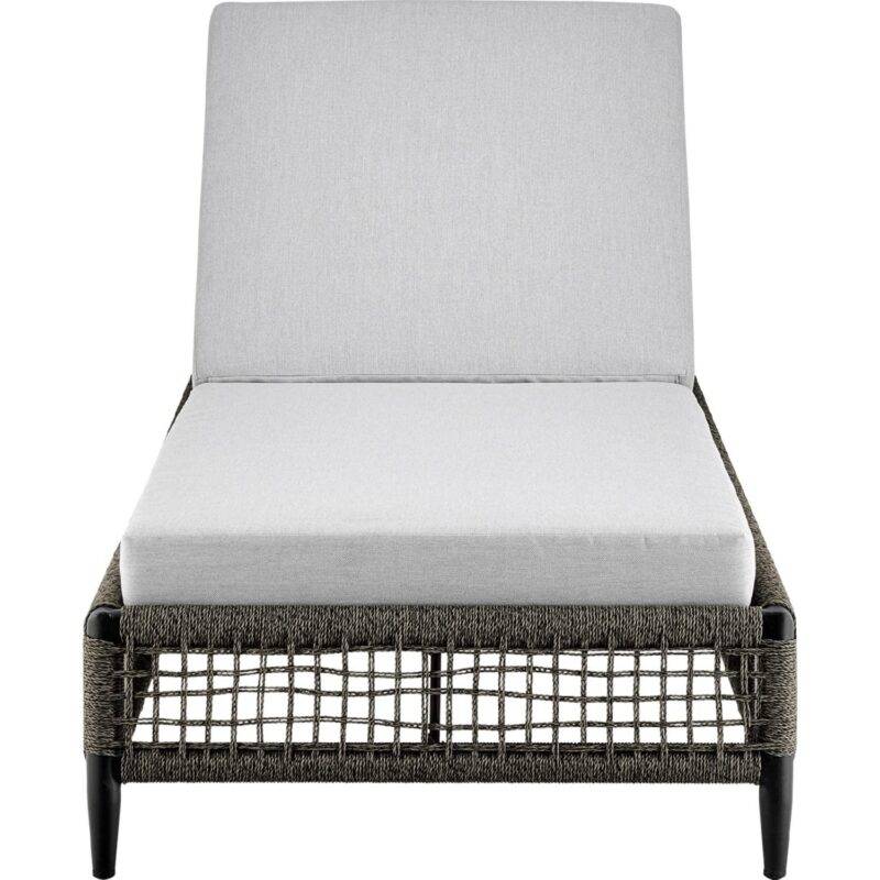 DEVOKO Grey Rope Sun Lounger with White Cushion - Image 6