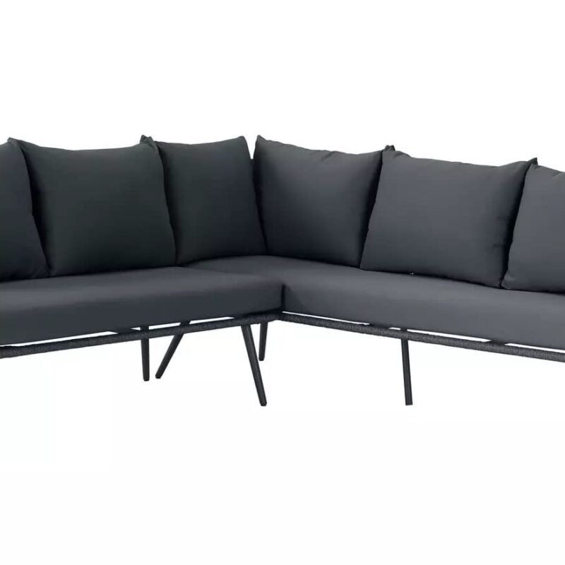 L Shape Sofa Set (Black) - Image 6