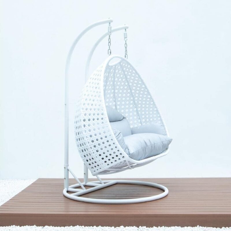 Double Seater Hanging Swing Chair (White & Grey) - Image 6