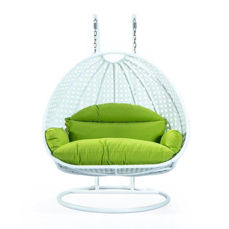 Swing Chair with Stand & Cushion (Light Green/White) - Image 6