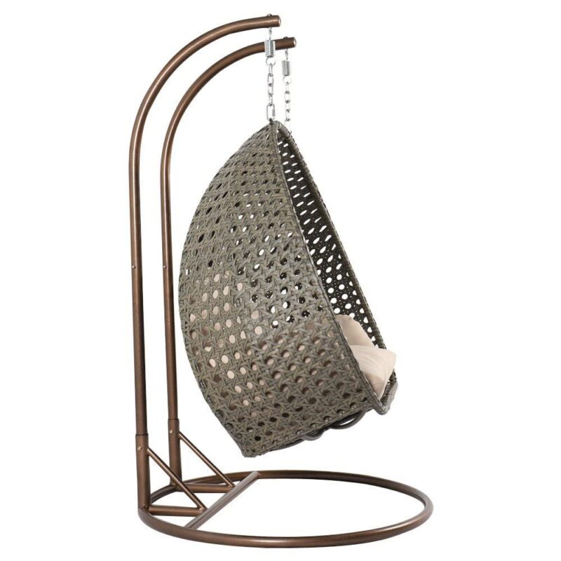 Double Seater Hanging Swing Chair (Dark Brown/Cream) - Image 6