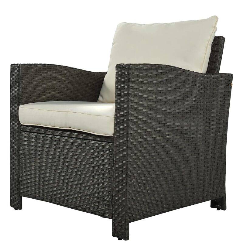5-Piece Outdoor Patio Furniture Set with Dining Table and Chairs - Dark Brown/Cream - Image 7
