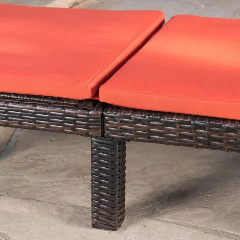 DEVOKO Set of 4 Outdoor Wicker Chaise Lounge Chairs with Adjustable Recline and Removable Cushions - Image 7
