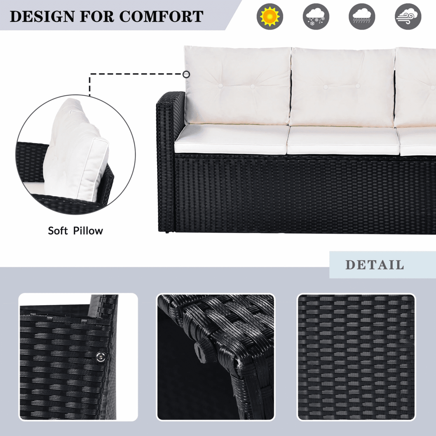 6-Piece All Weather Wicker Patio Furniture Set - Image 8