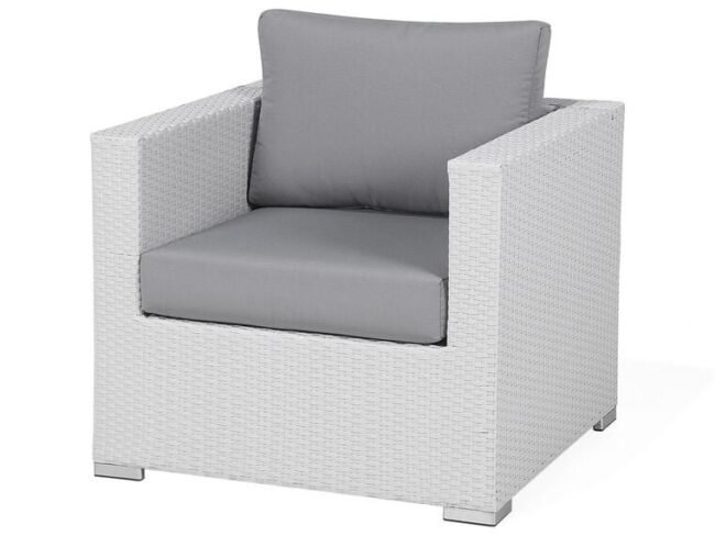 Devoko 7-Piece L-Shaped Outdoor Sectional Sofa with Manual Weaving Wicker, White Sofa & Grey Cushions - Image 4