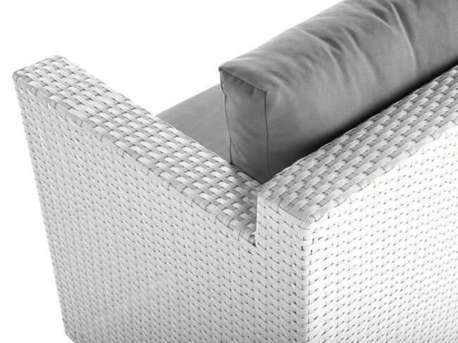 Devoko 7-Piece L-Shaped Outdoor Sectional Sofa with Manual Weaving Wicker, White Sofa & Grey Cushions - Image 5