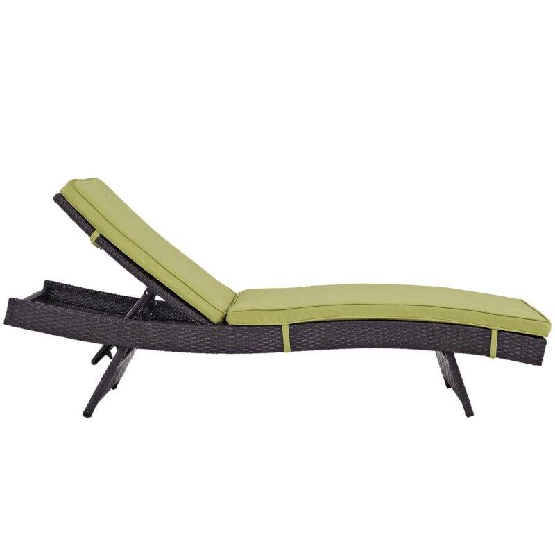 Adjustable Rattan Wicker Chaise Lounge (Green, Set of 2) - Image 4