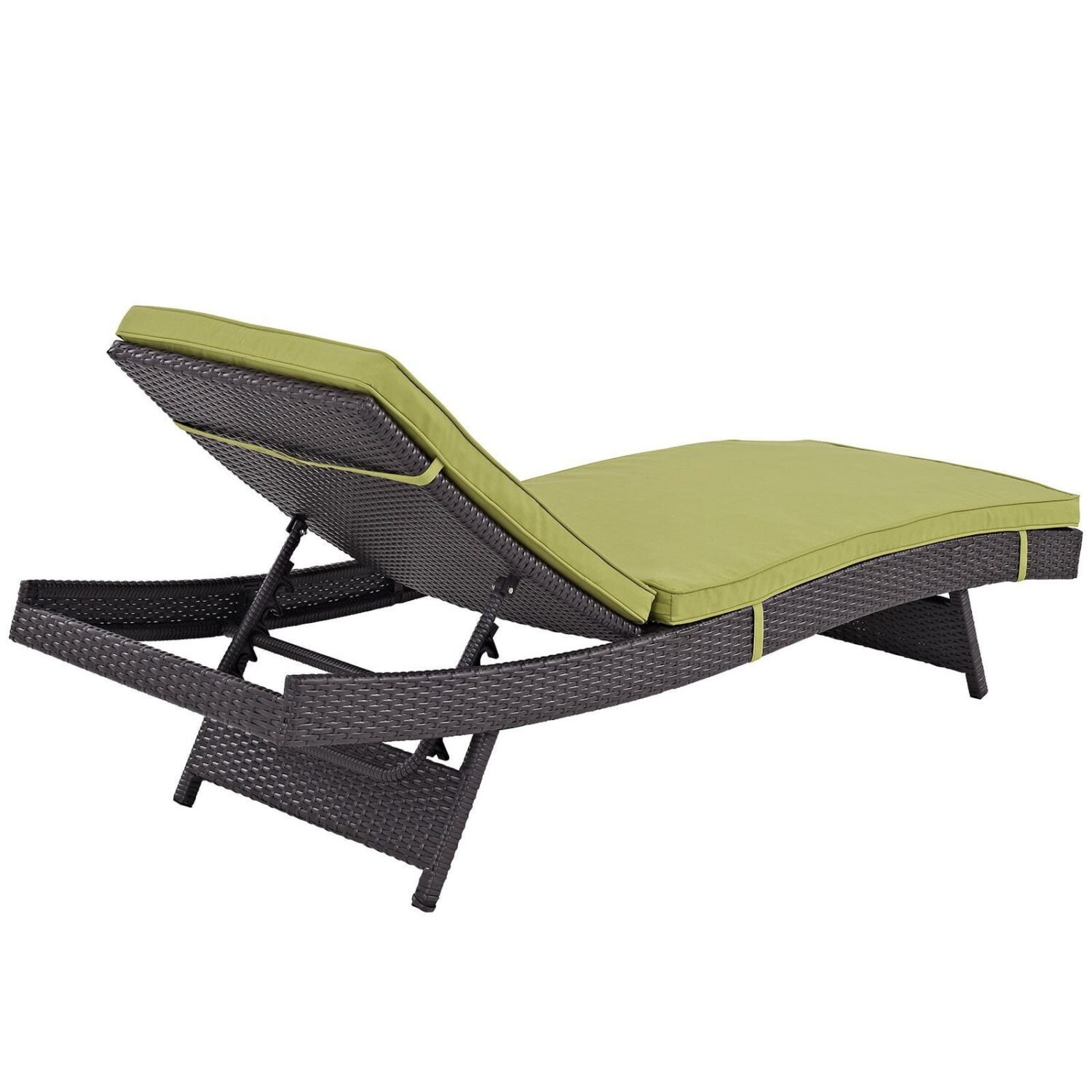Adjustable Rattan Wicker Chaise Lounge (Green, Set of 2) - Image 5