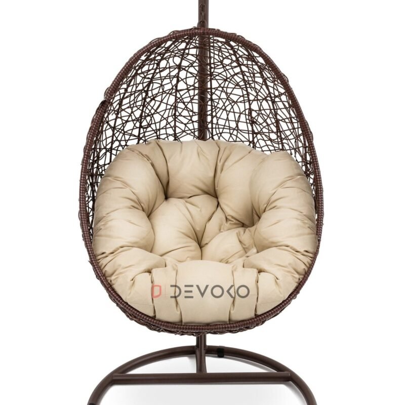 Single Seater Rattan & Wicker Swing (Brown & Cream)
