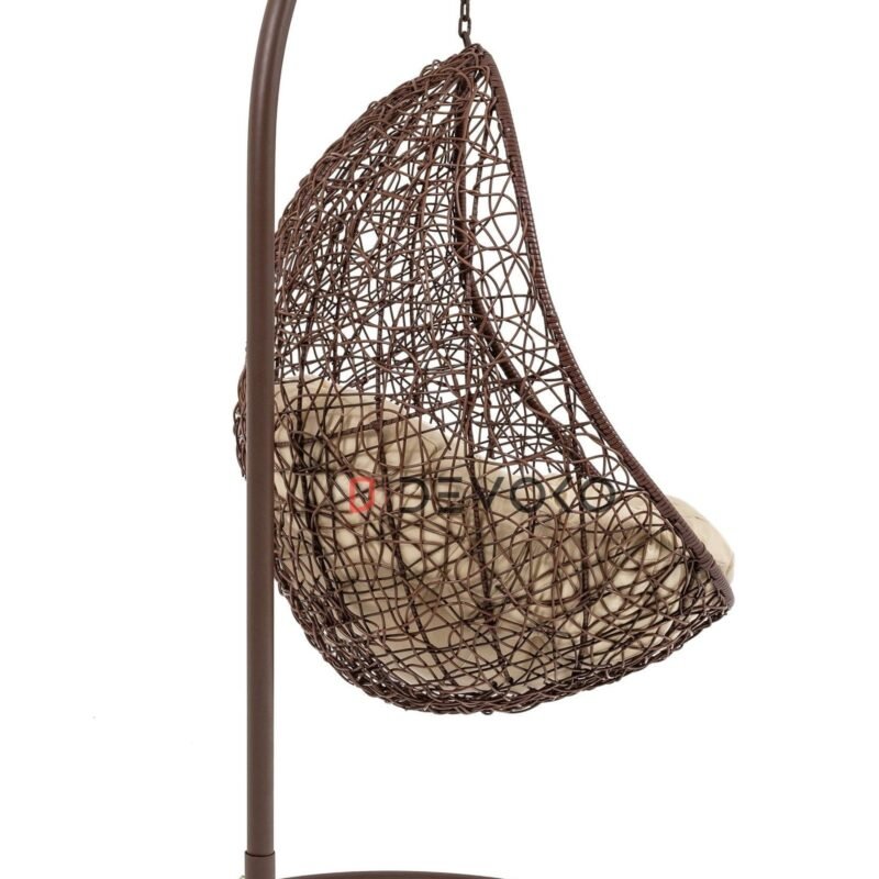 Single Seater Rattan & Wicker Swing (Brown & Cream) - Image 3