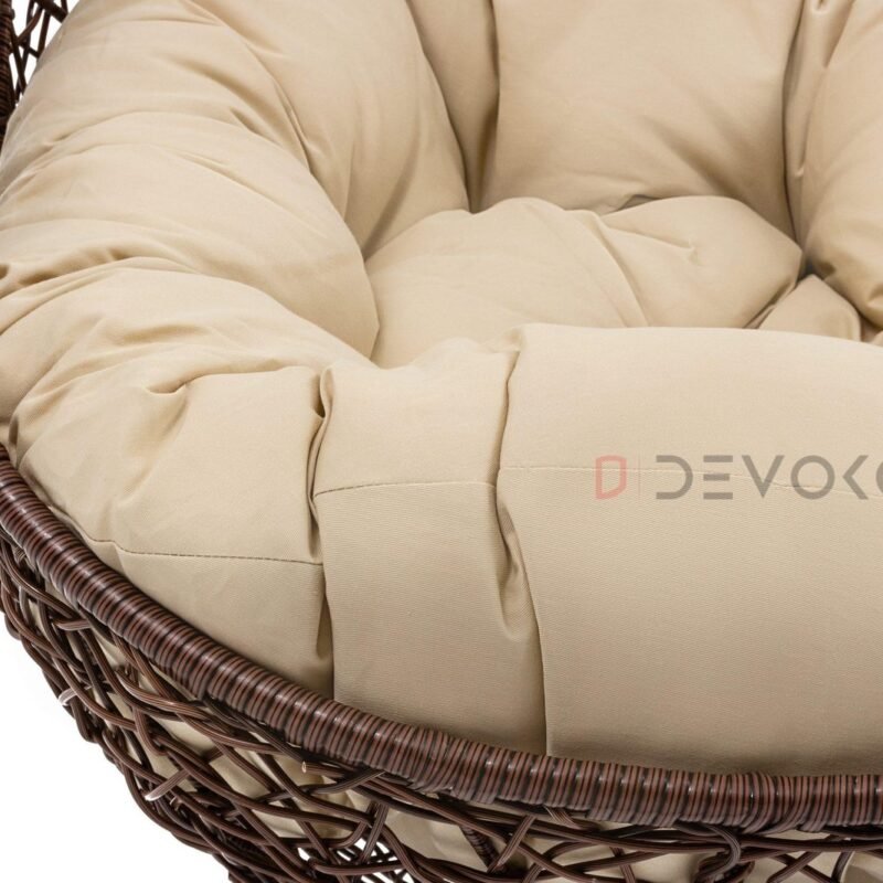 Single Seater Rattan & Wicker Swing (Brown & Cream) - Image 4