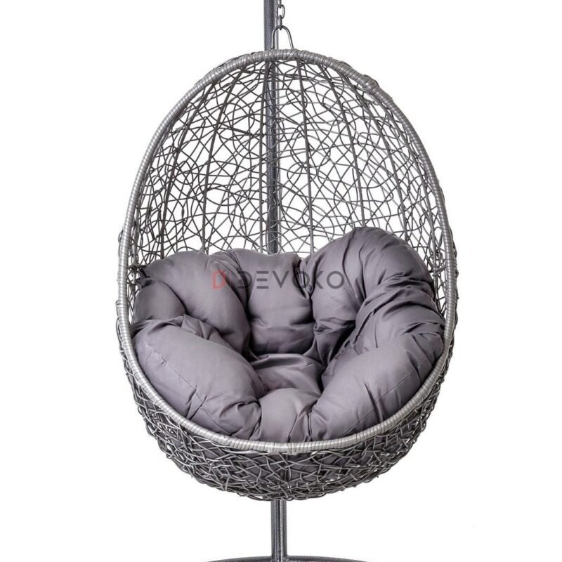 Single Seater Rattan & Wicker Swing (Grey)