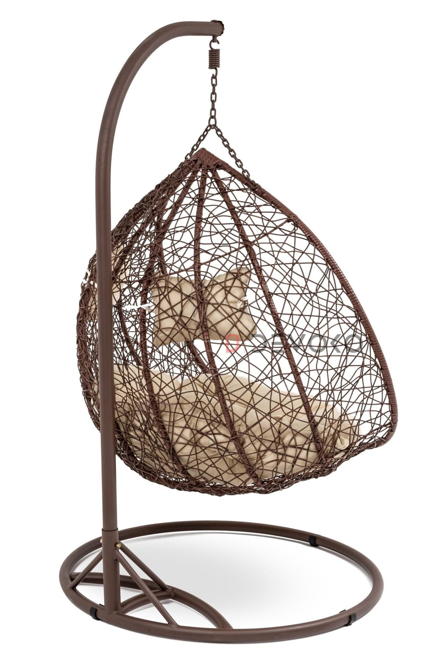 Double Seater Rattan & Wicker Swing (Brown & Cream) - Image 4