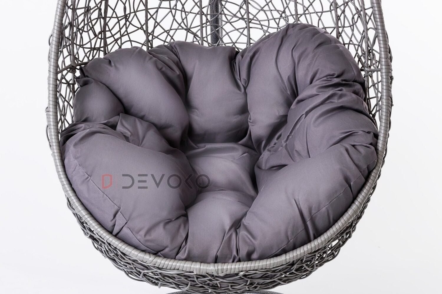 Single Seater Rattan & Wicker Swing (Grey) - Image 3