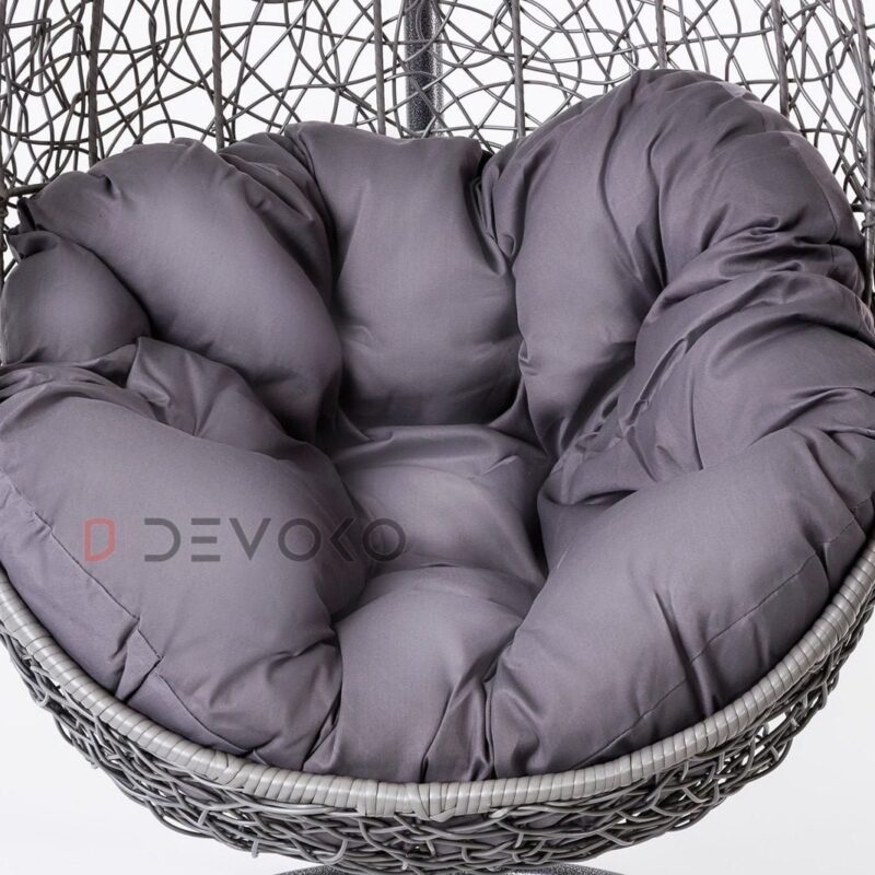 Single Seater Rattan & Wicker Swing (Grey) - Image 3
