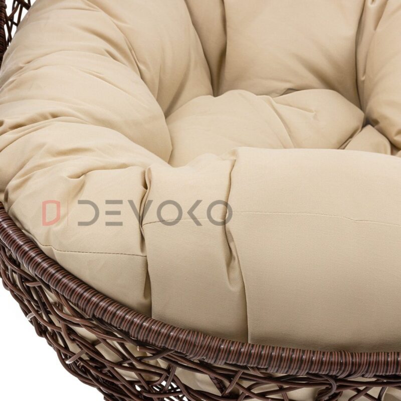 Double Seater Rattan & Wicker Swing (Brown & Cream) - Image 5
