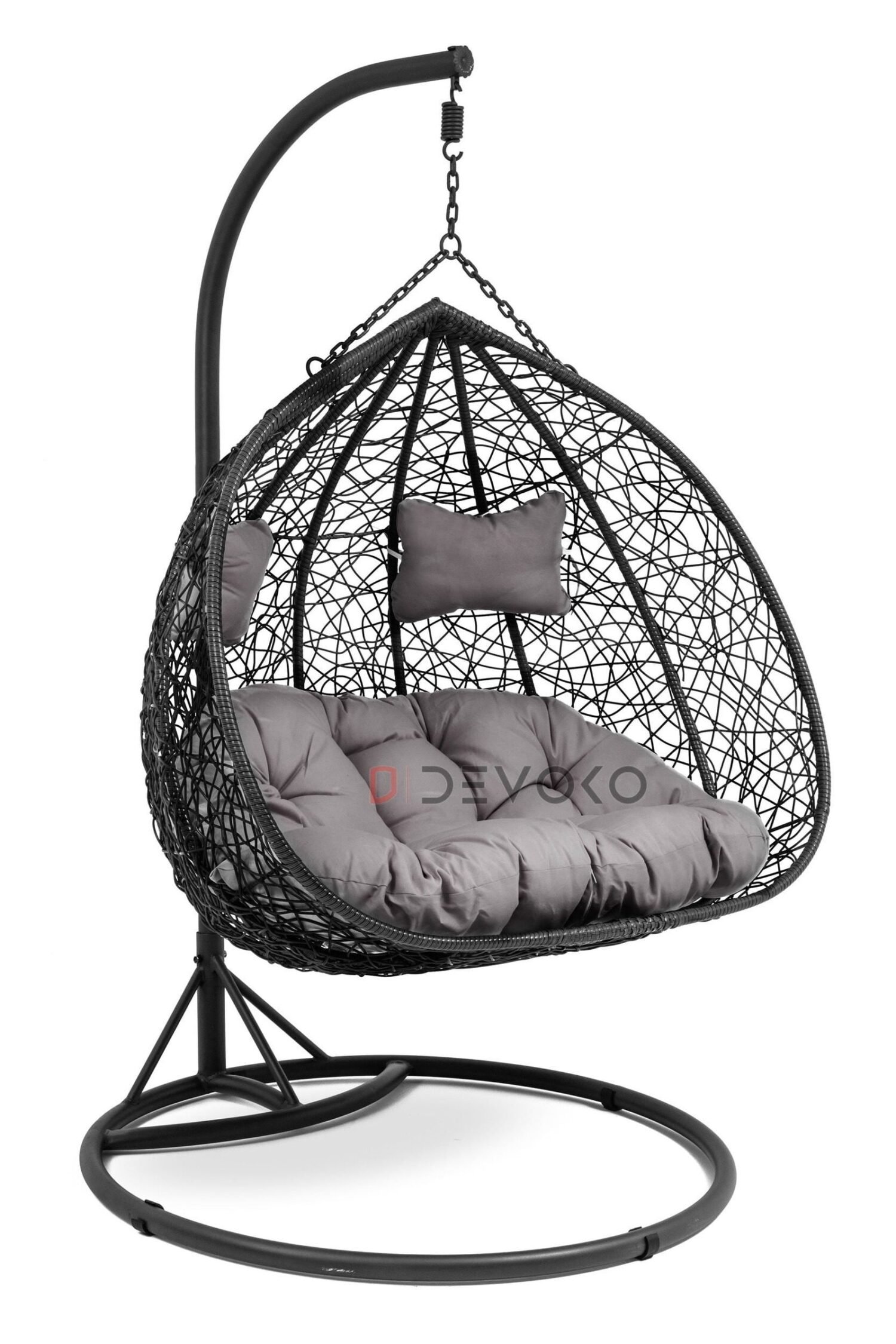 Double Seater Rattan & Wicker Swing (Black & Grey) - Image 4