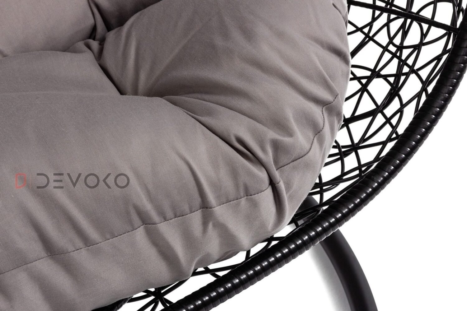 Double Seater Rattan & Wicker Swing (Black & Grey) - Image 6