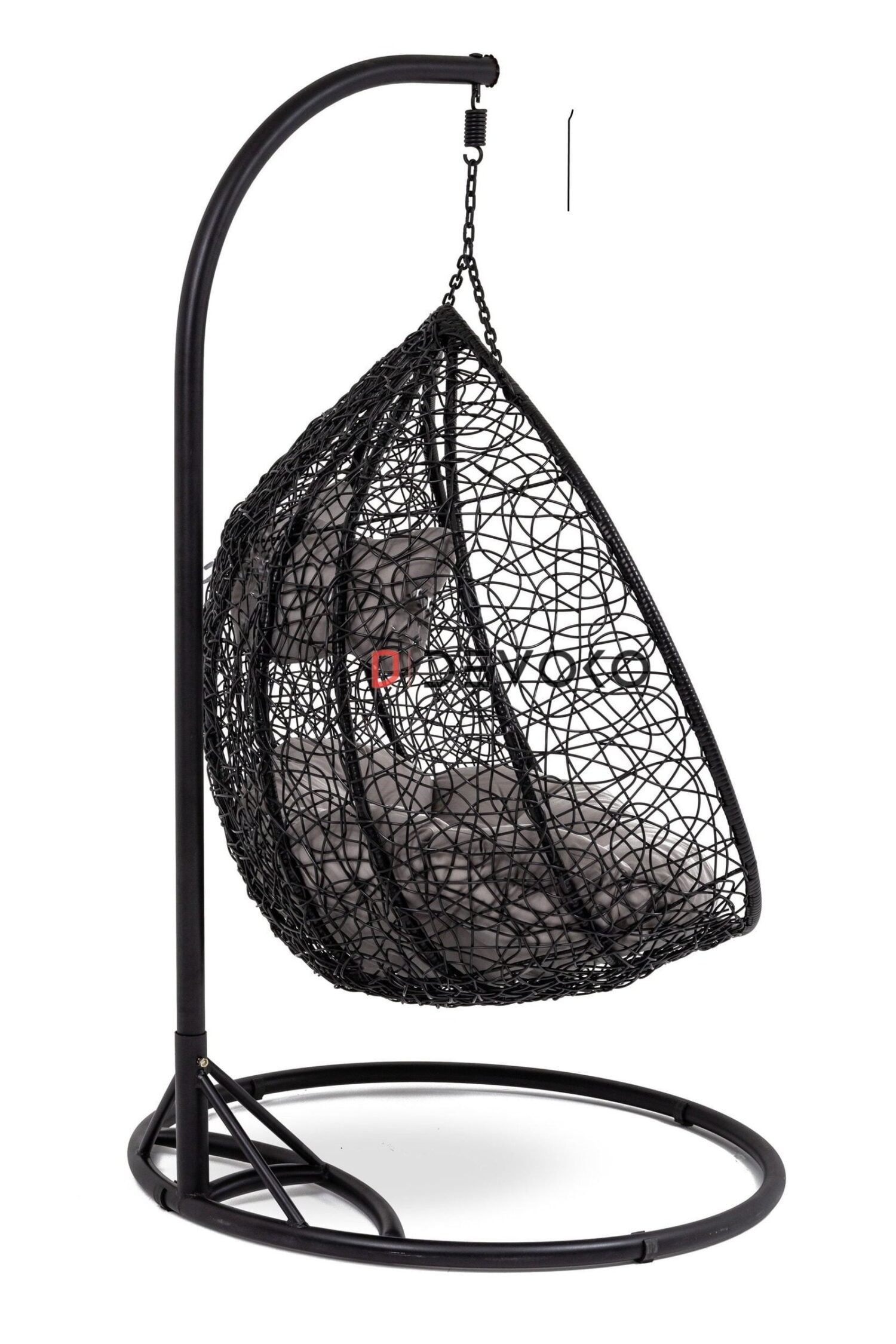 Double Seater Rattan & Wicker Swing (Black & Grey) - Image 3