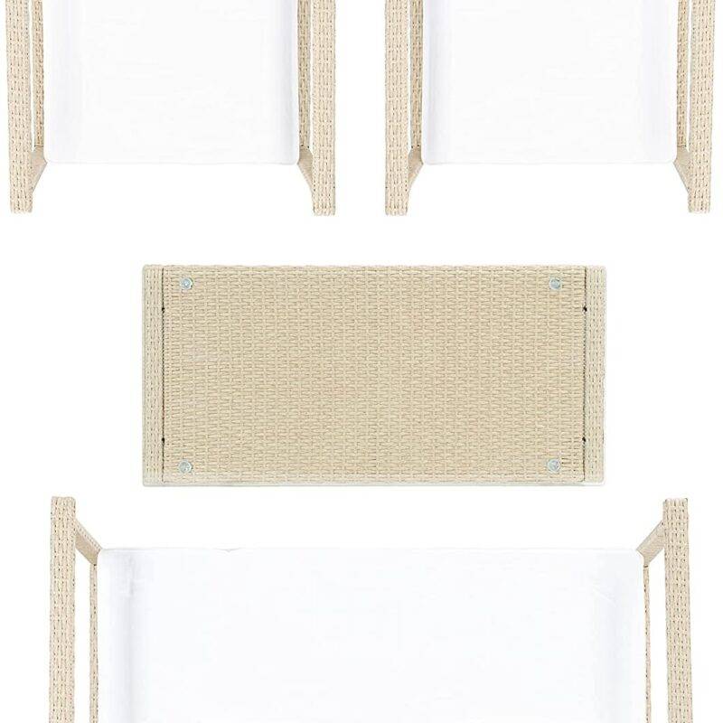 4-Piece Waterproof Outdoor Patio Furniture Set with Cushions - Beige/Off-White - Image 6