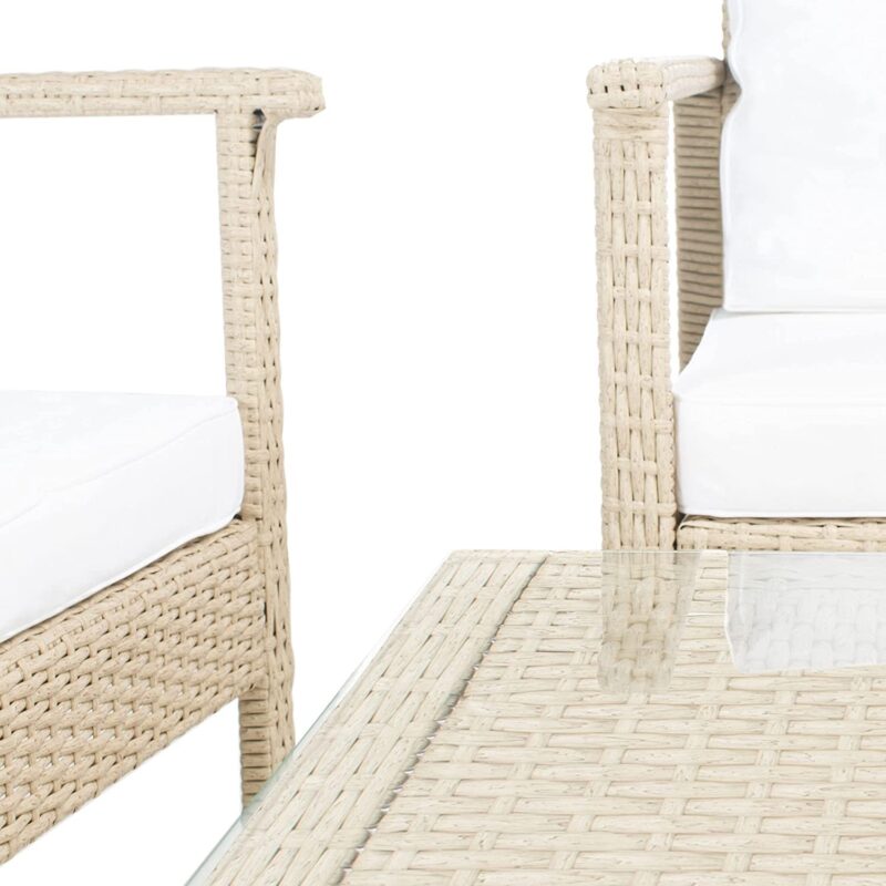 4-Piece Waterproof Outdoor Patio Furniture Set with Cushions - Beige/Off-White - Image 5