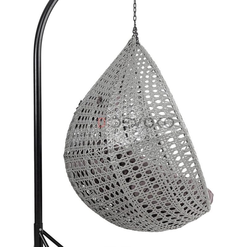 Double Seater Rattan & Wicker Swing (Grey) - Image 3