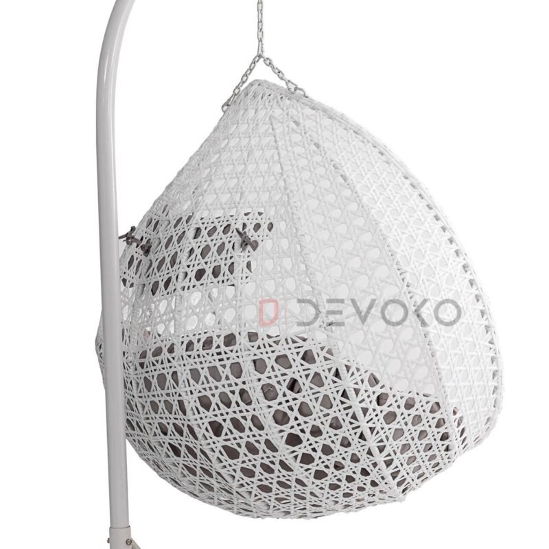 Double Seater Rattan & Wicker Swing (White & Grey) - Image 3