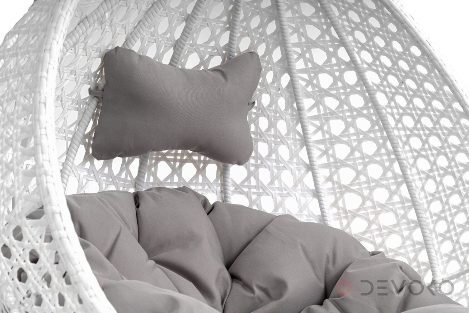 Single Seater Rattan & Wicker Swing (White & Grey) - Image 5