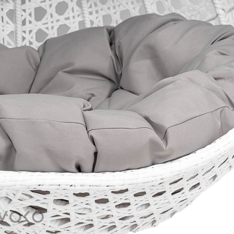 Double Seater Rattan & Wicker Swing (White & Grey) - Image 4