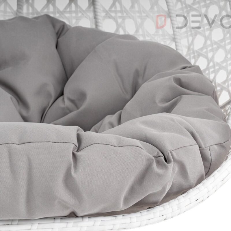 Single Seater Rattan & Wicker Swing (White & Grey) - Image 6