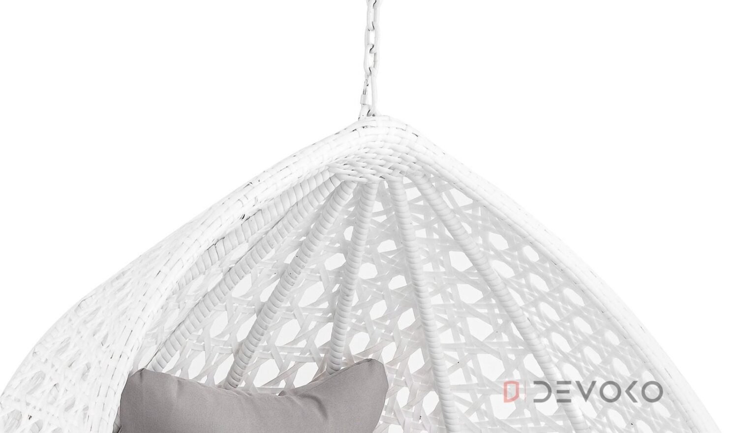 Single Seater Rattan & Wicker Swing (White & Grey) - Image 7