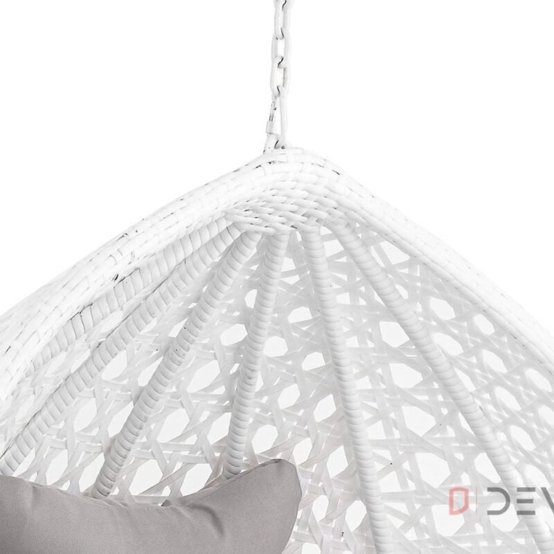 Single Seater Rattan & Wicker Swing (White & Grey) - Image 7