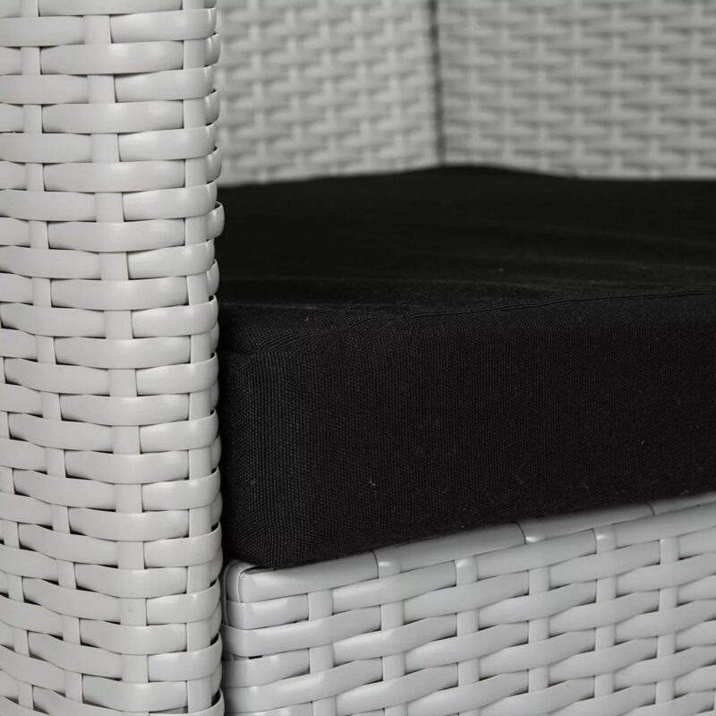 4-piece White & Black Rattan Patio Furniture Set with Cushions & Glass Table - Image 4