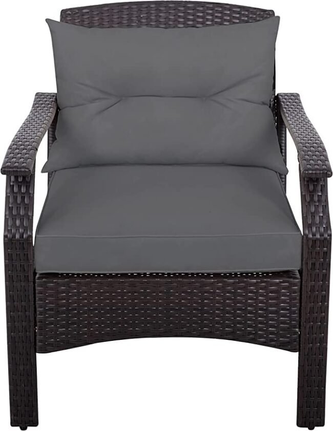 4-Piece Rattan Conversation Set: (Dark Brown & Dark Gray) - Image 6