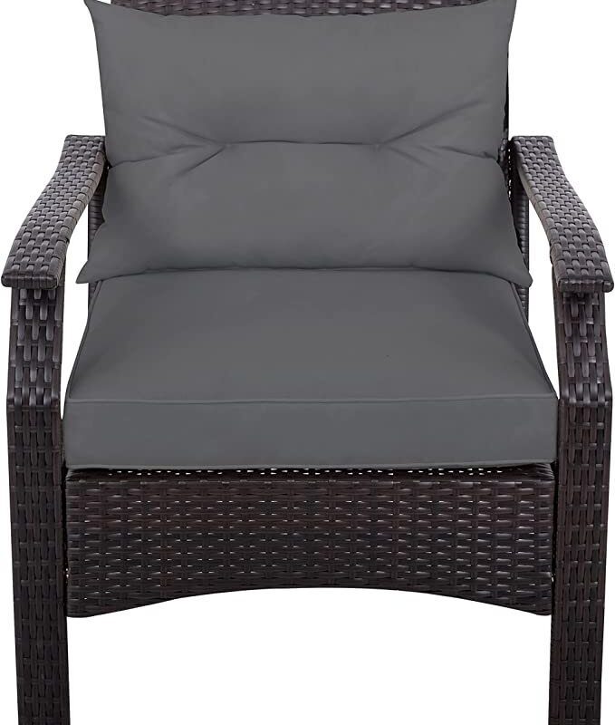 4-Piece Rattan Conversation Set: (Dark Brown & Dark Gray) - Image 6