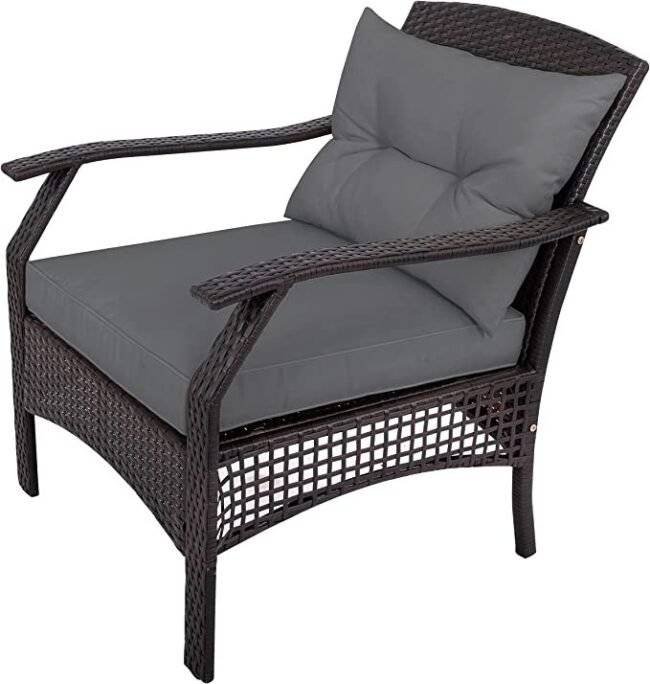 4-Piece Rattan Conversation Set: (Dark Brown & Dark Gray) - Image 5