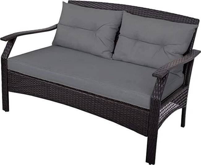 4-Piece Rattan Conversation Set: (Dark Brown & Dark Gray) - Image 7