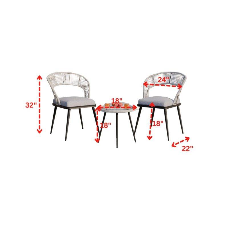 3-Piece Outdoor Rope Patio Set (Grey & Light Grey) - Image 2