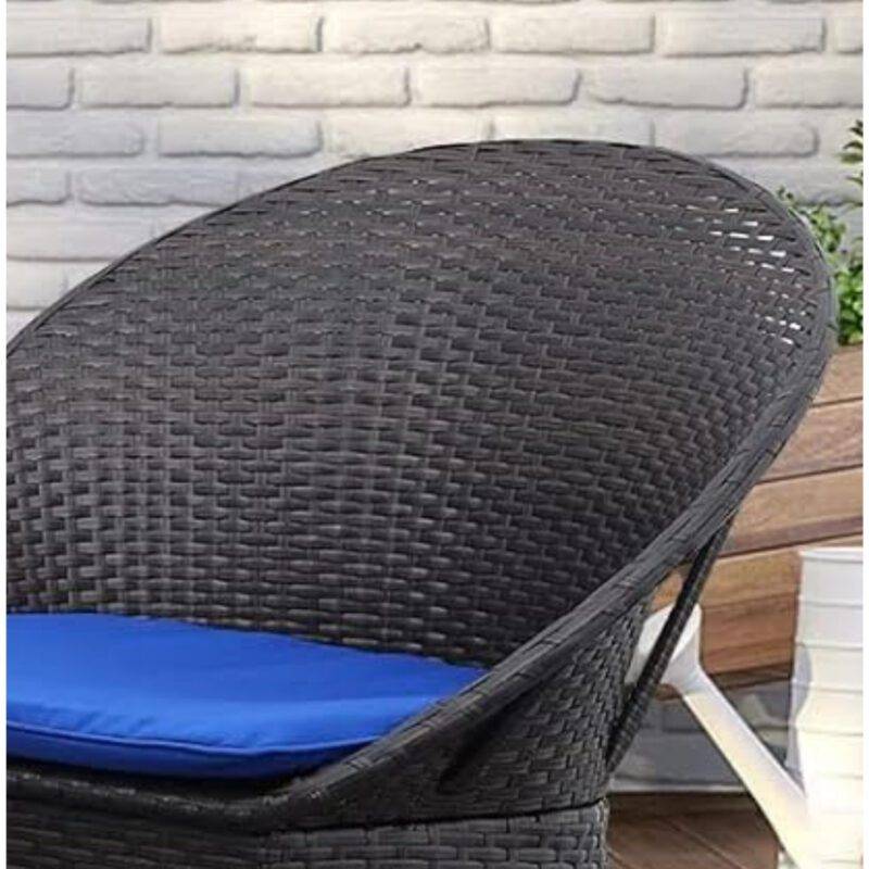 3-Piece Rattan Wicker Patio Set (Dark Brown & Blue) - Image 3