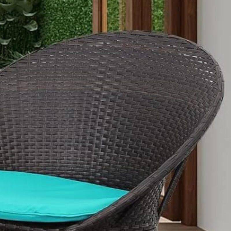 3-Piece Rattan Wicker Patio Set (Dark Brown & Sky-Blue) - Image 3