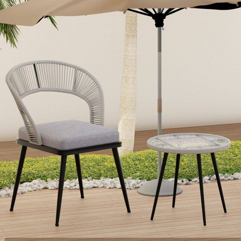 3-Piece Outdoor Rope Patio Set (Grey & Light Grey) - Image 3