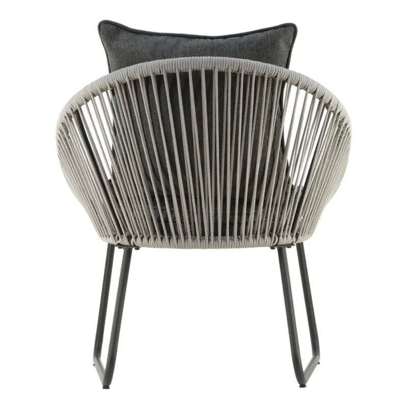 All Weather Outdoor Grey Rope Patio Set With Dark Grey Cushion - Image 3