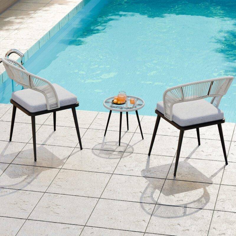 3-Piece Outdoor Rope Patio Set (Grey & Light Grey) - Image 4