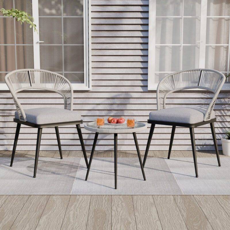 3-Piece Outdoor Rope Patio Set (Grey & Light Grey) - Image 8