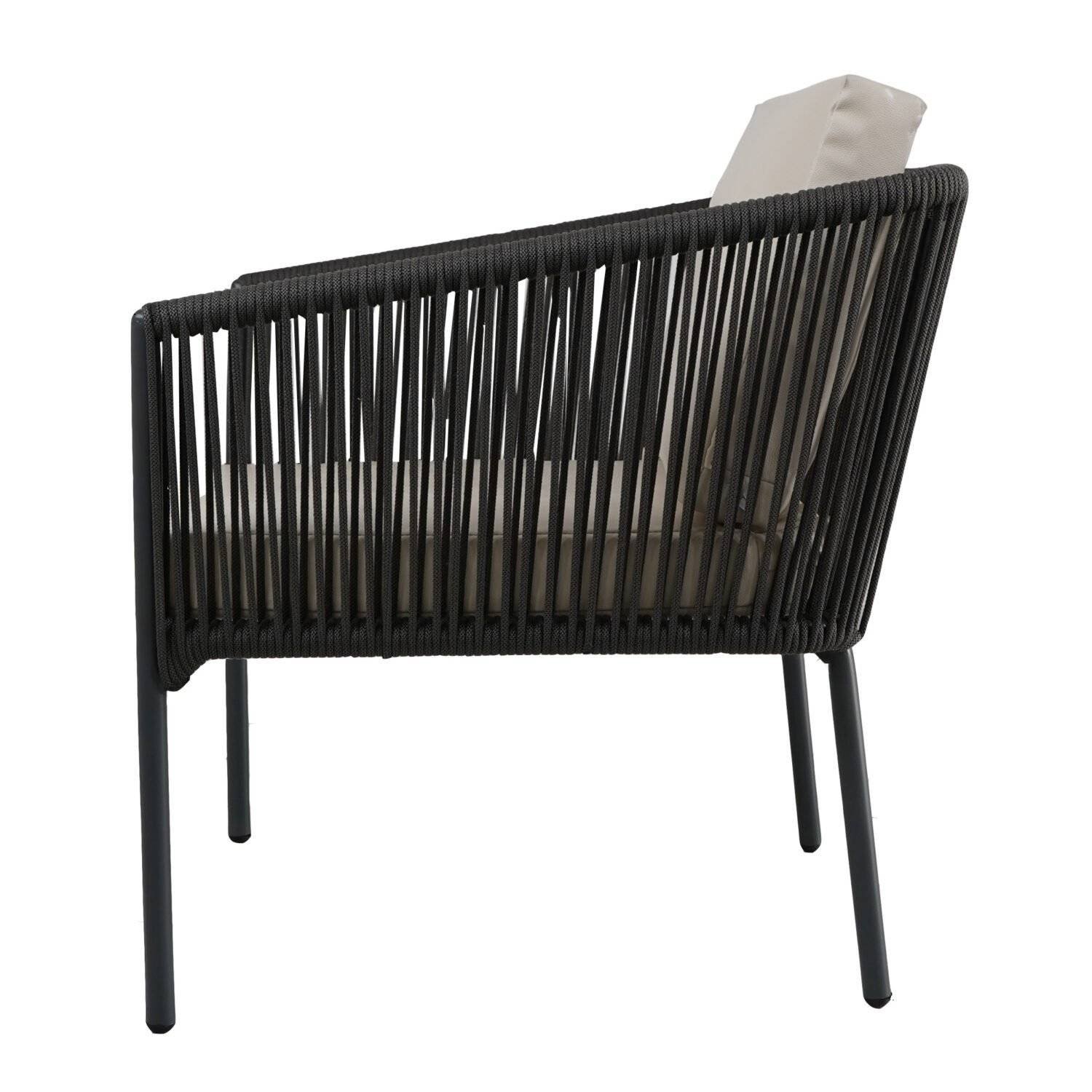 3-Piece Outdoor Rope Patio Furniture Set – Grey & Off-White - Image 3