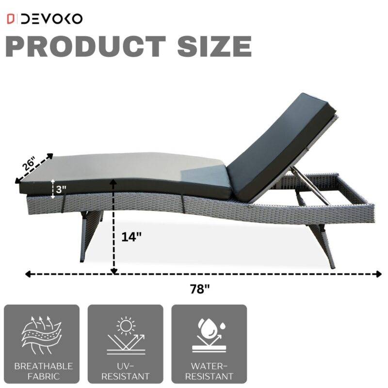 Outdoor Rattan Wicker Lounger (Silver Grey & Grey) - Image 2