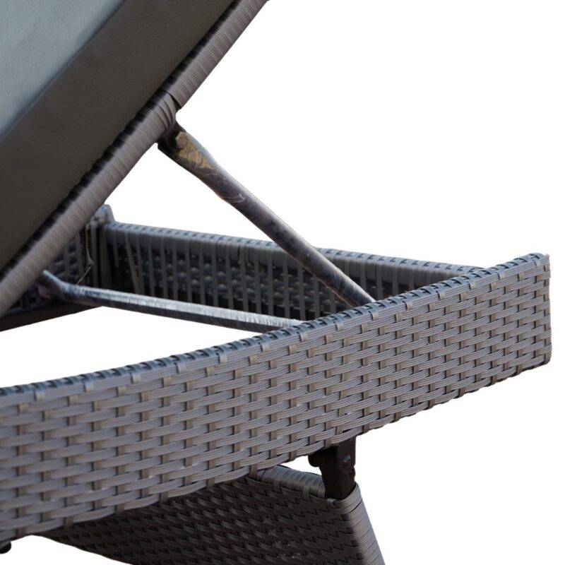 Outdoor Rattan Wicker Lounger (Silver Grey & Grey) - Image 3